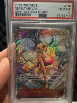 2023 ONE PIECE OP04-KINGDOMS OF INTRIGUE ALTERNATE ART NEFELTARI VIVI PSA 10 - Image 1