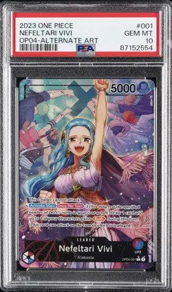 2023 ONE PIECE OP04-KINGDOMS OF INTRIGUE ALTERNATE ART NEFELTARI VIVI PSA 10 - Image 1