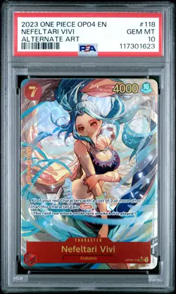 2023 ONE PIECE OP04-KINGDOMS OF INTRIGUE ALTERNATE ART NEFELTARI VIVI PSA 10 - Image 1
