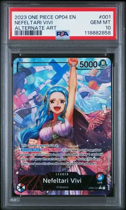 2023 ONE PIECE OP04-KINGDOMS OF INTRIGUE ALTERNATE ART NEFELTARI VIVI PSA 10 - Image 1