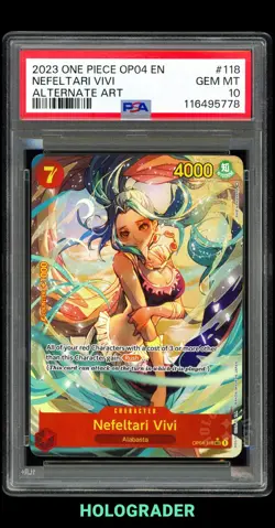 2023 ONE PIECE OP04 KINGDOMS OF INTRIGUE 118 NEFELTARI VIVI ALTERNATE ART PSA 10 - Image 1