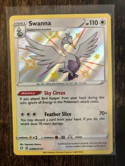 Swanna SV096/SV122 Shining Fates Shiny Vault Holo Rare Pokemon Card Near Mint - Image 1