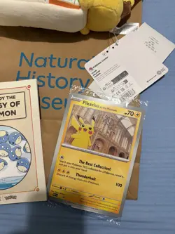 Pikachu At The Museum Jumbo Card + Plush Brand New Bundle NHM History Museum - Image 4