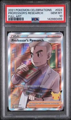 2021 POKEMON CELEBRATIONS #024 FULL ART/PROFESSOR'S RESEARCH PSA 10 - Image 1