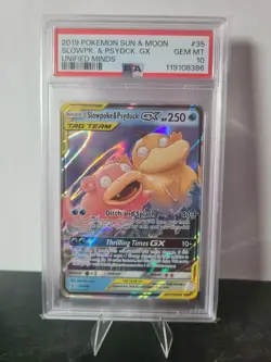 2019 POKEMON SUN & MOON UNIFIED MINDS #35 SLOWPOKE & PSYDUCK GX PSA 10 - Image 1