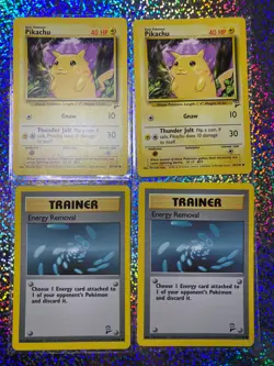 Pokemon Base Set 2 Regular Non-Holo: 87/130 Pikachu; 119/130 Energy Removal - Image 1