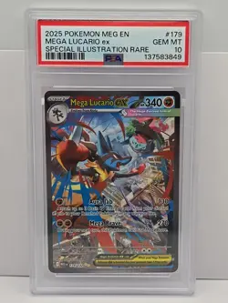 Pokemon 2025 Mega Lucario ex 179/132 SIR Mega Evolution Gem Mint PSA 10 🔥🔥 - Image 1