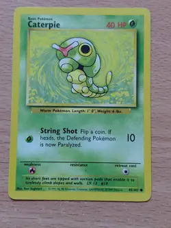 Pokemon Trading Card Game TCG Caterpie Base Set 45/102 1999 Regular - Image 1