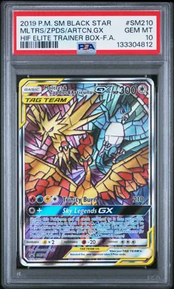 2019 POKEMON SM BLACK STAR PROMO FULL ART/MOLTRES & ZAPDOS & ARTICUNO GX PSA 10 - Image 1