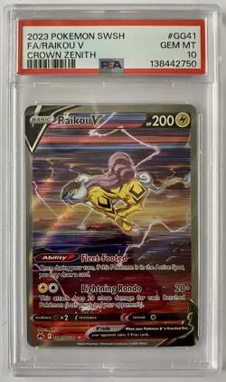 2023 Pokemon SWSH Crown Zenith Raikou GG41/GG70 PSA 10 Gem Mint - Image 1