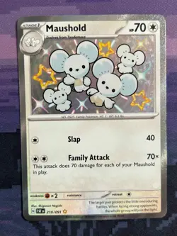 Maushold 210/091 Pokemon Paldean Fates Shiny Rare Near Mint Card NM 1 - Image 1