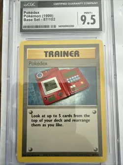 1999 BASE SET POKEMON TRAINER POKEDEX #87/102 CGC 9.5 MINT + - Image 1