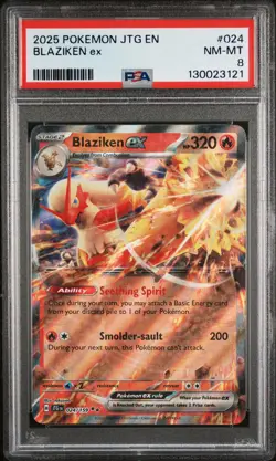 2025 POKEMON JTG EN-JOURNEY TOGETHER #024 BLAZIKEN EX PSA 8 - Image 1