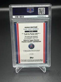 2022-23 Topps Chrome PSG Hugo Ekitike Auto on Card /99 Rookie RC PSA 10 - Image 2