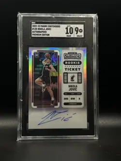 2022-23 CONTENDERS NIKOLA JOVIC ROOKIE TICKET PREMIUM SILVER RC AUTO ON CARD - Image 1