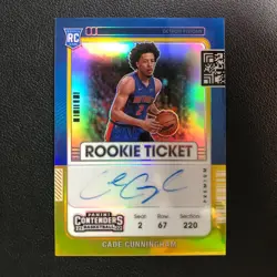 2021-22 Panini Contenders RC Cade Cunningham On Card Auto Premium Gold 10/10 - Image 1