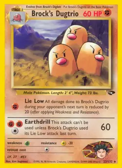 Brock's Dugtrio - 22/132 - Pokemon Gym Challenge Unlimited Rare Card WOTC LP - Image 1