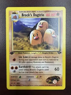 BROCK'S DUGTRIO 22/132 1st Edition Gym Challenge Rare Pokemon Card Near Mint - Image 1
