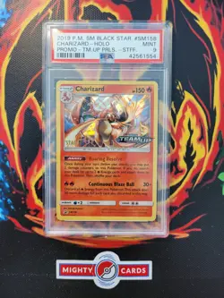 Pokemon Karte Charizard SM158 Sun & Moon Team Up Holo PSA 9 MINT PRELEASE STAFF - Image 1