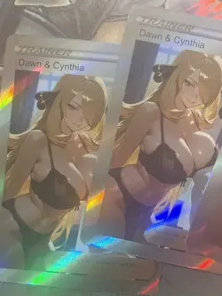 Pokemon Cynthia & Dawn Anime Waifu Custom DIY Trainer Art Pokemon card - Image 1