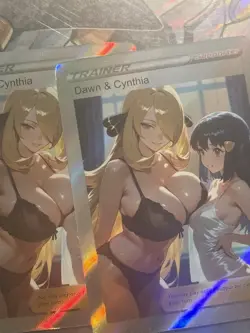 Pokemon Cynthia & Dawn Anime Waifu Custom DIY Trainer Art Pokemon card - Image 4