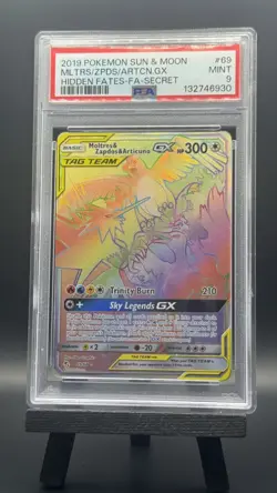 Pokemon TCG Moltres Zapdos Articuno GX 69/68 PSA 9 Mint Hidden Fates - Image 1
