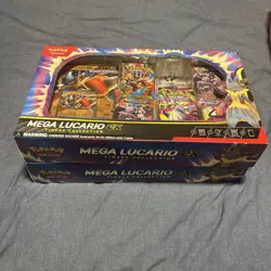 Set of 2 - Pokemon TCG Mega Lucario ex Figure Collection Box Factory Sealed - Image 1