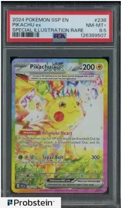 TCG 2024 POKEMON SSP EN-SURGING SPARKS 238 PIKACHU EX SIR PSA 8.5 NM-MT+ - Image 1