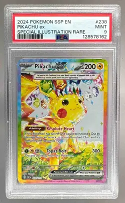 128578162 Pikachu ex 2024 Pokemon SV Surging Sparks - SSP EN #238 SIR PSA 9 - Image 1