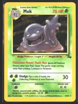 1999 Pokemon TCG Muk Fossil 13/62 #13 Holo Card WOTC Genuine Vintage - Image 1