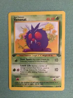 **RARE** ENGLISH POKEMON CARD VENONAT 1ST ED JUNGLE 63/64 - Image 1