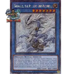 Yugioh! 1x Sauravis the Ancient and Ascended RA02-EN019 Platinum Secret Rare NM - Image 1