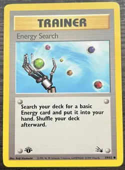 Energy Search 59/62 1st Edition Pokemon TCG WOTC Base Set Fossil MINT - Image 1