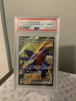 2025 Pokemon SV Destined Rivals Cynthia's Garchomp ex #215/182 PSA 10 - Image 1