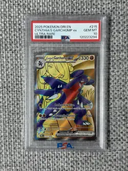 2025 Pokemon SV Destined Rivals Cynthia's Garchomp ex #215/182 PSA 10 - Image 1