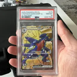 2025 Pokemon SV Destined Rivals Cynthia's Garchomp ex #215/182 PSA 10 - Image 1