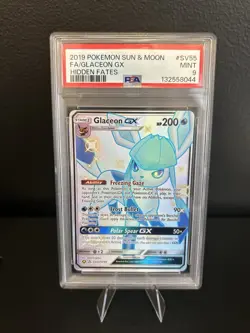 Pokemon Sun and Moon Hidden Fates Shiny Vault Glaceon GX SV55/SV94 PSA 9 - Image 1