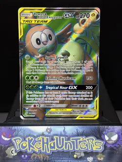 Pokemon Card Rowlet & Alolan Exeggutor GX 214/236 Unified Minds Tag Team Played - Image 1