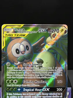Pokemon Card Rowlet & Alolan Exeggutor GX 214/236 Unified Minds Tag Team Played - Image 2