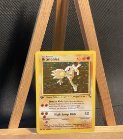 Hitmonlee 7/62 Fossil 1st Edition LP Holo Rare Vintage 1999 WOTC Pokemon Card - Image 1
