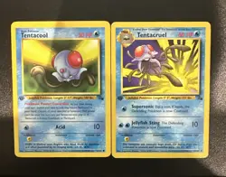 Tentacool 56/62 1st Edition and Tentacruel 44/62 1st Edition Fossil Pokemon TCG - Image 1