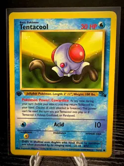 Tentacool 56/62 Fossil 1st Edition Common WOTC 1999 Pokemon TCG Card LP - Image 1
