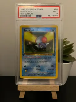 Pokemon TCG Tentacool 56/62 1999 Fossil 1st Edition PSA 9 Mint - Image 1