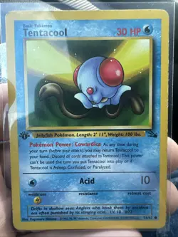 Pokemon Tentacool 56/62 1st Edition Base Set Card Fossil Vintage TCG - Image 1