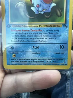 Pokemon Tentacool 56/62 1st Edition Base Set Card Fossil Vintage TCG - Image 2