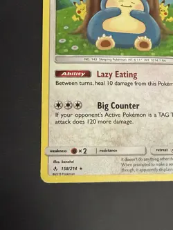 SNORLAX 158/214 HOLO RARE UNBROKEN BONDS POKEMON MP - Image 2