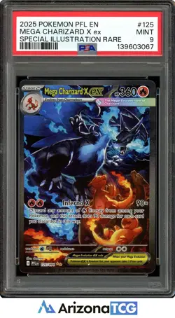 Pokemon 2025 Mega Charizard X ex 125/094 SIR Phantasmal Flames PSA 9 - Image 1