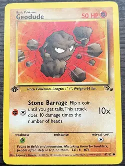 Geodude 1st Edition 47/62 Pokemon TCG Common Fossil Near Mint - Image 1