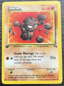 Geodude 1st Edition 47/62 Pokemon TCG Common Fossil Near Mint - Image 1