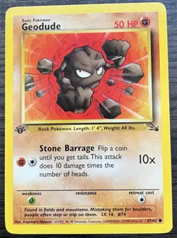 Geodude 1st Edition 47/62 Pokemon TCG Common Fossil Near Mint - Image 1